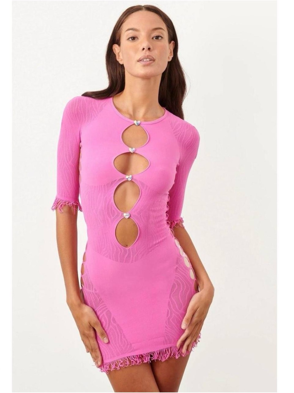 POSTER GIRL Bright Pink Keyhole Mini Dress